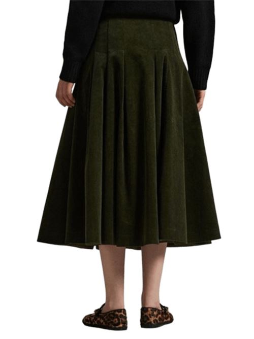 Gonna in velluto di cotone con pieghe, colre verde oliva POLO RALPH LAUREN | 211971429001